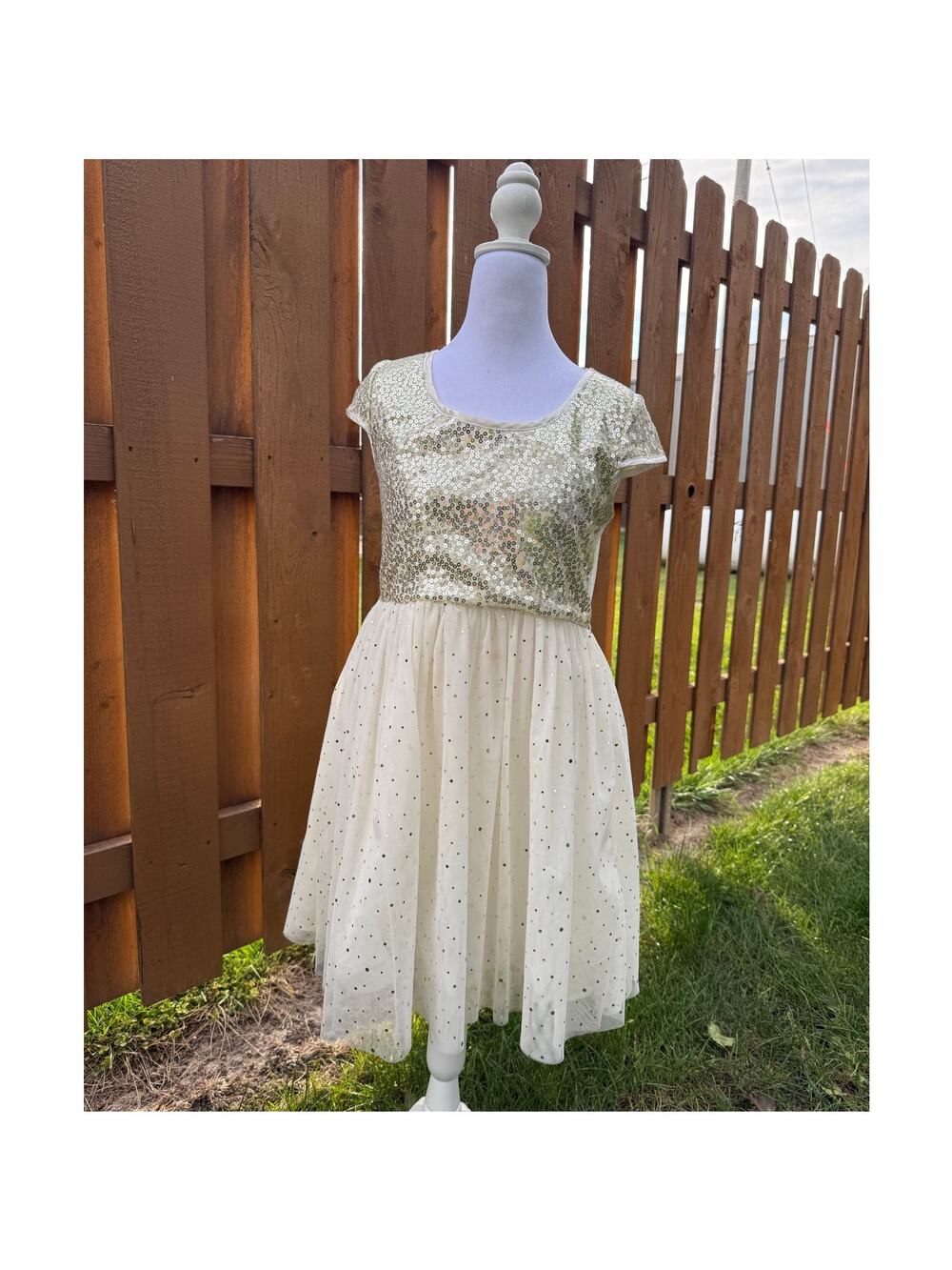 Justice Girls Gold Sparkle Dress Size 16